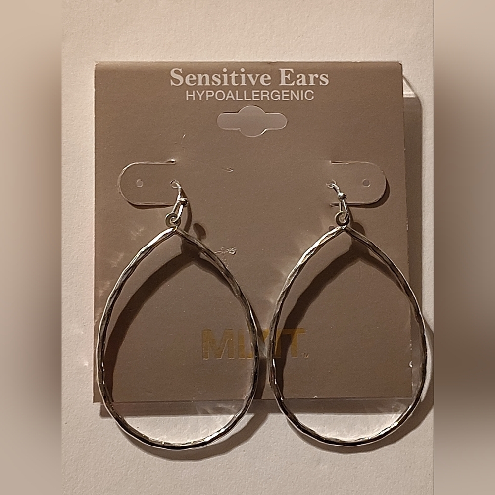 Mixit Silver Teardrop Hoop Earrings